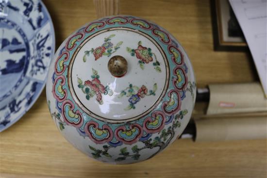 A 19th Century Chinese famille rose jar and cover height 35cm